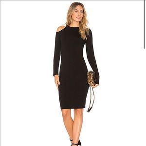 Monrow Cut Out Shoulder Dress in Black
